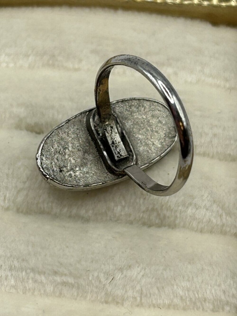 Vintage Silver Tone Green Cabochon Adjustable Ring Size 6 Costume Jewelry Gift - Picture 5 of 11